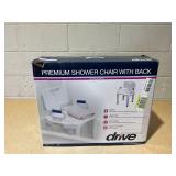 Drive Medical RTL12505 Handicap Bathroom Bench with Back and Arms, White