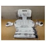 Drive Medical RTL12505 Handicap Bathroom Bench with Back and Arms, White