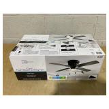 Mainstays 42 inch Flush Mount Indoor Ceiling Fan with Light Kit, Black, 4 Blades, Reverse Airflow