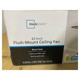 Mainstays 42 inch Flush Mount Indoor Ceiling Fan with Light Kit, Black, 4 Blades, Reverse Airflow