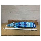 Striped Beach Umbrella and Detachable Pole with a Sand Anchor