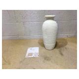 Ceramic Natural Rustic Vase, 14.4 Inch Large Vintage Flower Threaded Decorative Farmhouse Tall Vase for Home Decor, Living Room, Shelf Decor, Wedding, Housewarming Gift, Off-White