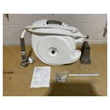 Retractable Garden Hose Reel, 1/2 in 75+6ft, Heavy Duty Wall Mounted Water Hose Reel