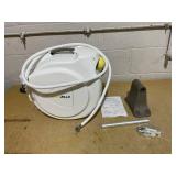 Retractable Garden Hose Reel, 1/2 in 75+6ft, Heavy Duty Wall Mounted Water Hose Reel