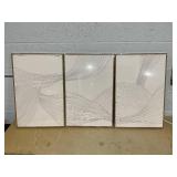 Large Modern Minimalist Wall Art Framed Neutral Abstract Wall Decor 24x36 Inch Set of 3
