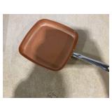 Non-Stick Copper Square Frying Pan, 12" Chef Skillet with Ceramic Coating, Oven Dishwasher Safe, PFOA-Free, Home Use for All Stoves