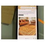 OPPODREAM Vintage Orange Area Rugs 8x10, 8 x 10 Retro Washable Rug Non Slip, Low-Pile Faux Wool Carpet, Soft Distressed Floor Mat for Living Room, Bedroom, Office, Dorm, Dinning Room, Big & Large