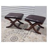 Contemporary Tressel Frame Leather Footstools