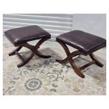 Contemporary Tressel Frame Leather Footstools