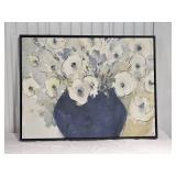 White Blossom Study Fabric Print in Floating Frame