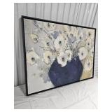 White Blossom Study Fabric Print in Floating Frame