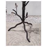 Bird in Branch Metal Glass Topped Side Table