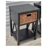 Modern Side Table Pair with Basket Drawer Insert