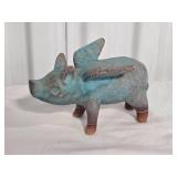 Adorable Terra Cotta Flying Pig Sculpture