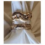 14K Gold Link Ring, 7g & 10K Detailed Wedding Band, 4g