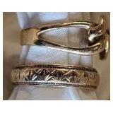 14K Gold Link Ring, 7g & 10K Detailed Wedding Band, 4g