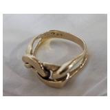 14K Gold Link Ring, 7g & 10K Detailed Wedding Band, 4g