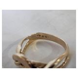 14K Gold Link Ring, 7g & 10K Detailed Wedding Band, 4g