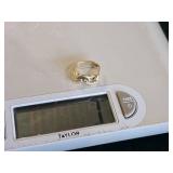 14K Gold Link Ring, 7g & 10K Detailed Wedding Band, 4g