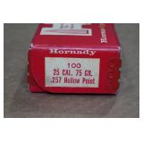 100 Hornady 25 Caliber 75 Gr .257 HP Bullets