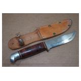 Fixed Blade Hunting Knife - Made in Japan - Leather Wrapped Handle