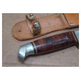 Fixed Blade Hunting Knife - Made in Japan - Leather Wrapped Handle