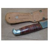 Fixed Blade Hunting Knife - Made in Japan - Leather Wrapped Handle