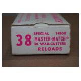50 Master Match .38 Spl 148 Gr Lead SWC Ammo