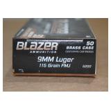 50 CCI Blazer Brass 9mm Luger 115 Gr FMJ Ammo