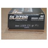 50 CCI Blazer Brass 9mm Luger 124 Gr FMJ Ammo