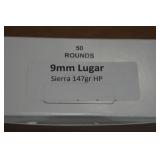 50 9mm Luger 147 Gr Sierra HP Ammo