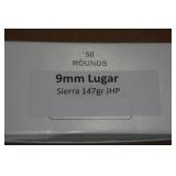 50 9mm Luger 147 Gr Sierra JHP Ammo