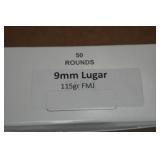 50 9mm Luger 115 Gr FMJ Ammo