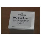 30 .300 Blackout 125 Gr Sierra HP-BT Match Ammo