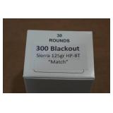 30 .300 Blackout 125 Gr Sierra HP-BT Match Ammo