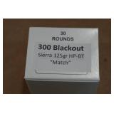 30 .300 Blackout 125 Gr Sierra HP-BT Match Ammo