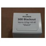 30 .300 Blackout 125 Gr Sierra HP-BT Match Ammo