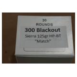 30 .300 Blackout 125 Gr Sierra HP-BT Match Ammo