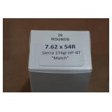 20 7.62 x 54R 174 Gr Sierra HP BT Match Ammo