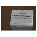 20 8mm Mauser 200 Gr HP BT Match Ammo