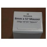 20 8mm Mauser 200 Gr HP BT Match Ammo