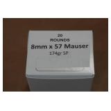 20 8mm Mauser 174 Gr SP Ammo