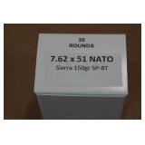 20 7.62 x 51 (.308 Win) 150 Gr Sierra SP BT Ammo