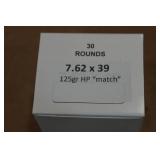 30 7.62 x 39mm 125 Gr HP Match Ammo