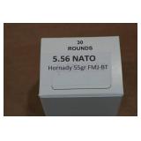 30 5.56mm 55 Gr Hornady FMJ BT Ammo