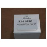 30 5.56mm 55 Gr Hornady FMJ BT Ammo
