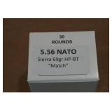 30 5.56mm 69 Gr Sierra HP BT Match Ammo