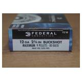 5 Federal Power Shok 12 Gauge 2-3/4" 00 Buck Shot Shotshells