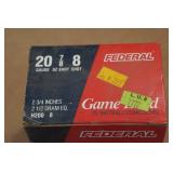 25 Federal Game Load 20 Gauge 2-3/4" 8 Shot Shotshells