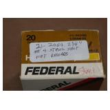 21 Federal 20 Gauge 2-3/4" Steel 4 Shot Shotshells